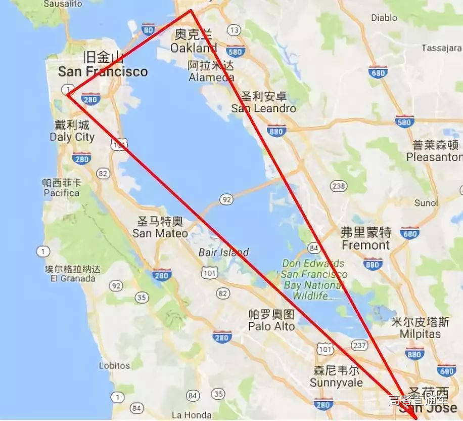 旧金山湾区 图片来源:谷歌地图