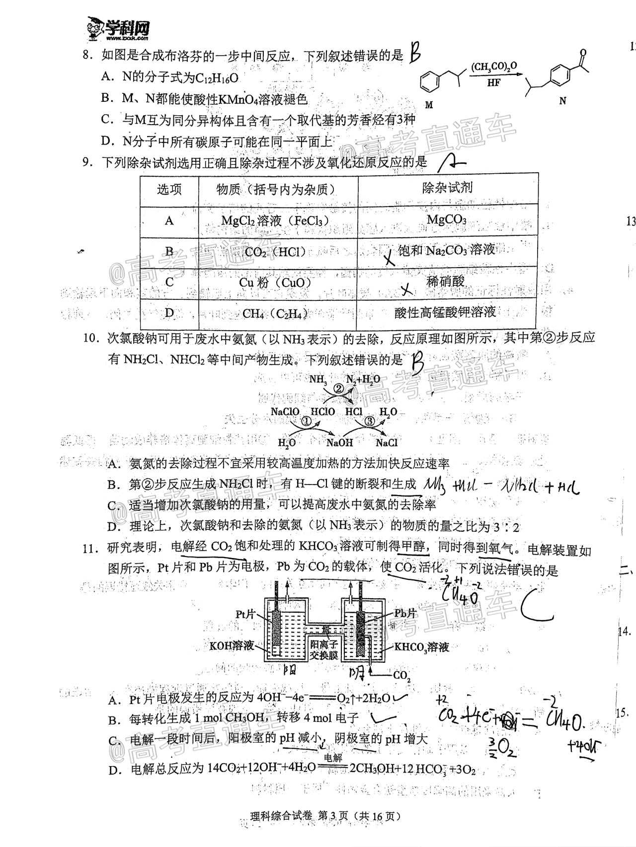 2021学科网大联考高三期末考试全国三卷理综试题及参考答案