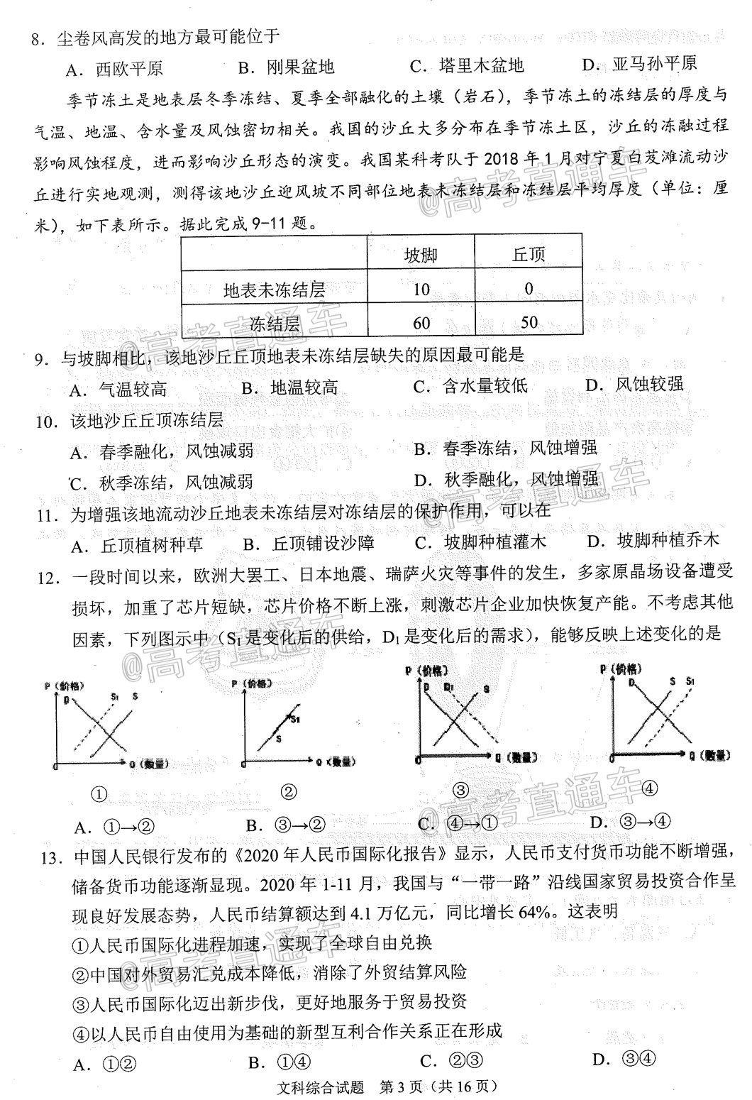 2021合肥三模文综试题及参考答案