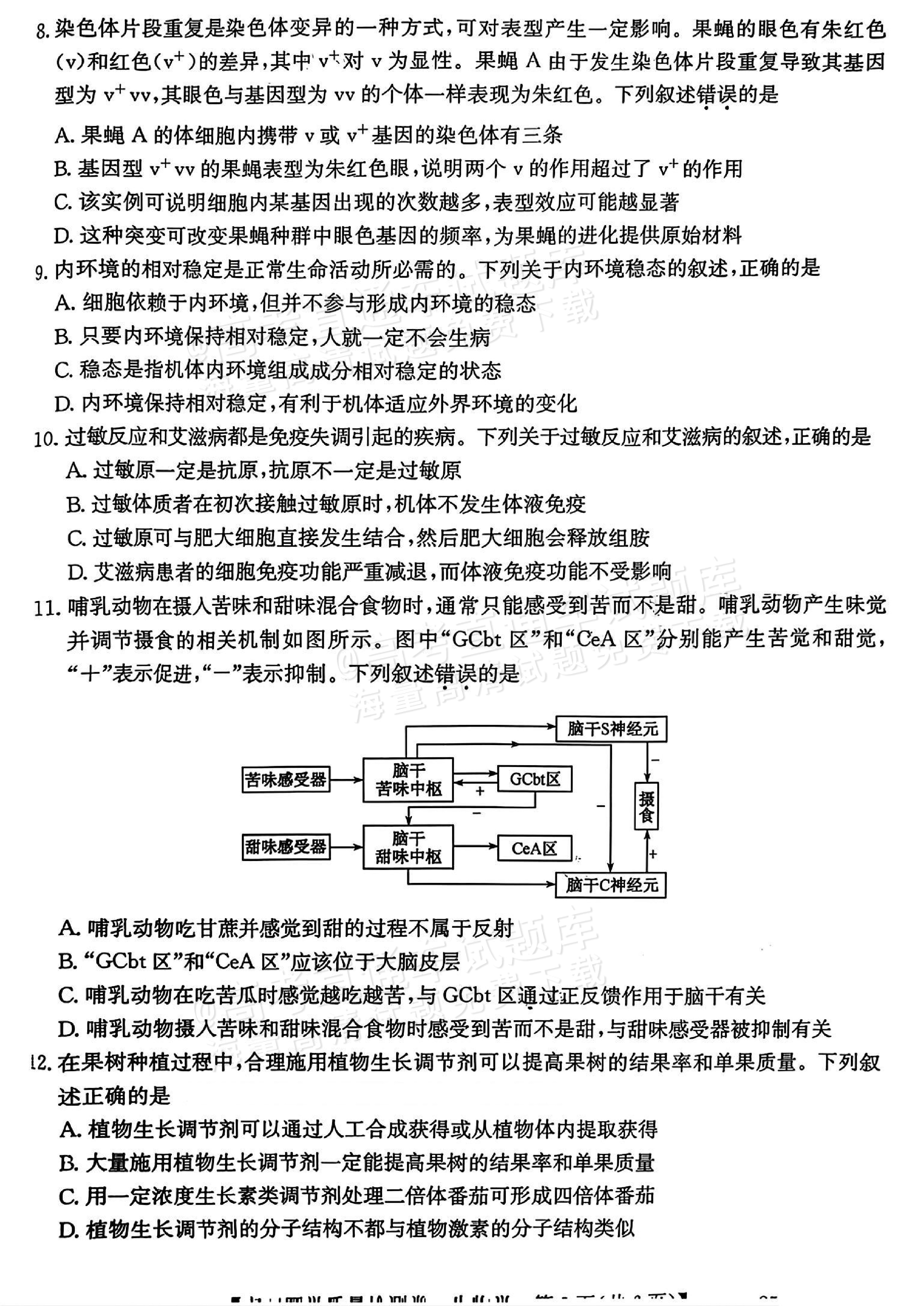 一模二模冲刺!高三生物重点卷,查漏补缺