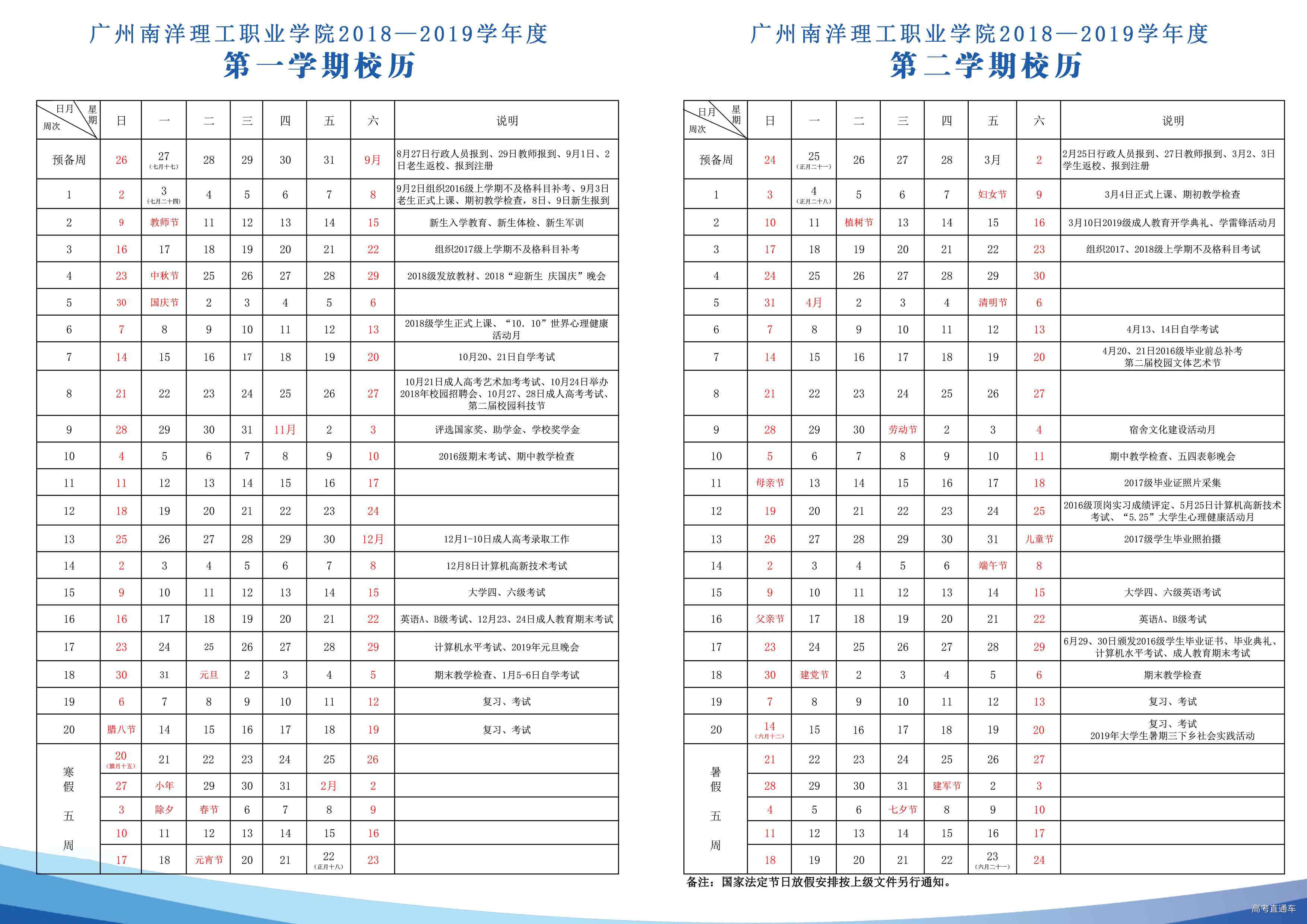 廣州南洋理工職業學院20182019學年度校歷