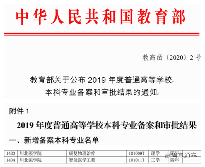 教育部同意我校新增设智能医学工程和康复物理治疗本科专业