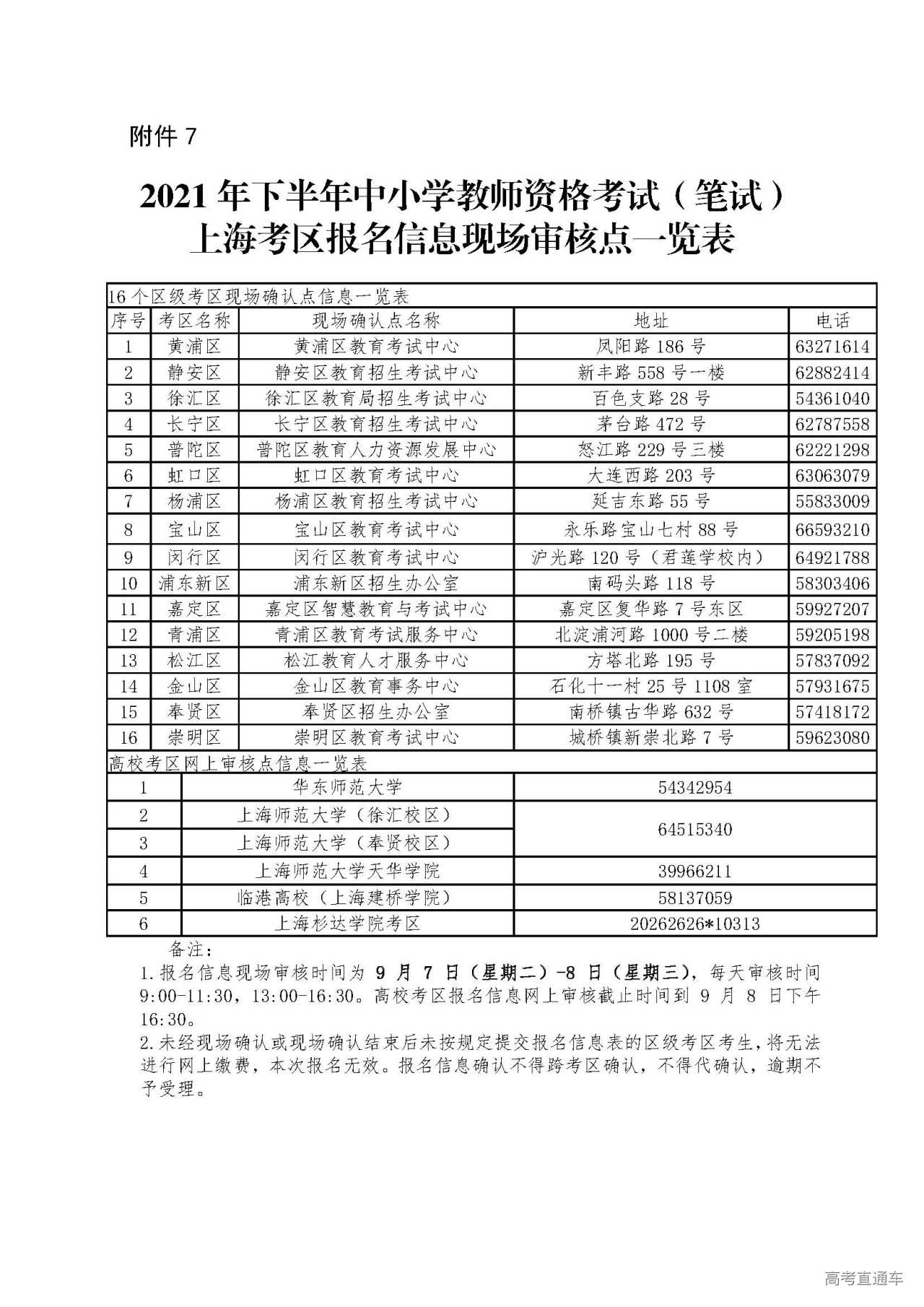 上海市2021年下半年中小学教师资格考试笔试报名公告